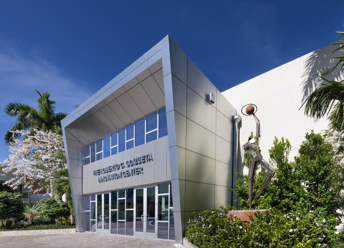 Main entrance of the Belen Jesuit Innovation Ctr in Miami, FL.